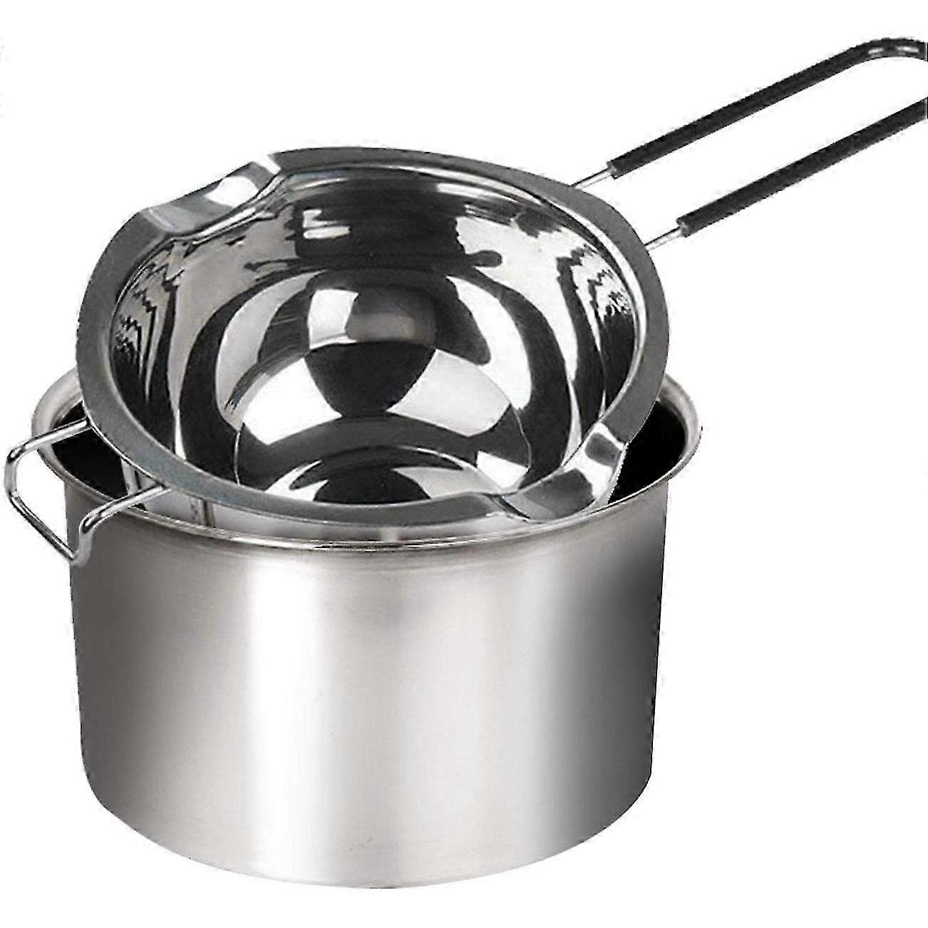 New 2-Pack Stainless Steel Double Boiler Set with Heat-Resistant Handle for Chocolate, Butter, Cheese & Caramel Making