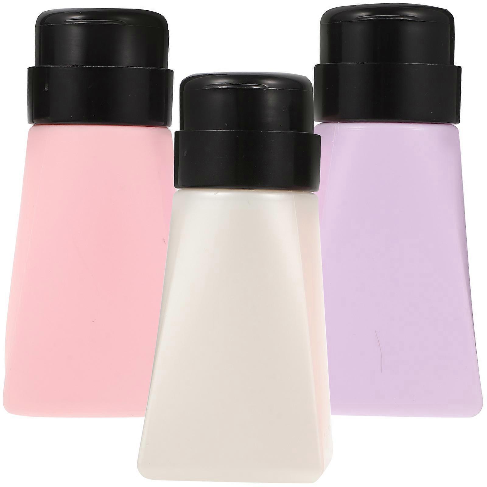 3pcs Push Down Pump Bottles for Nail Polish Remover and Other Liquids