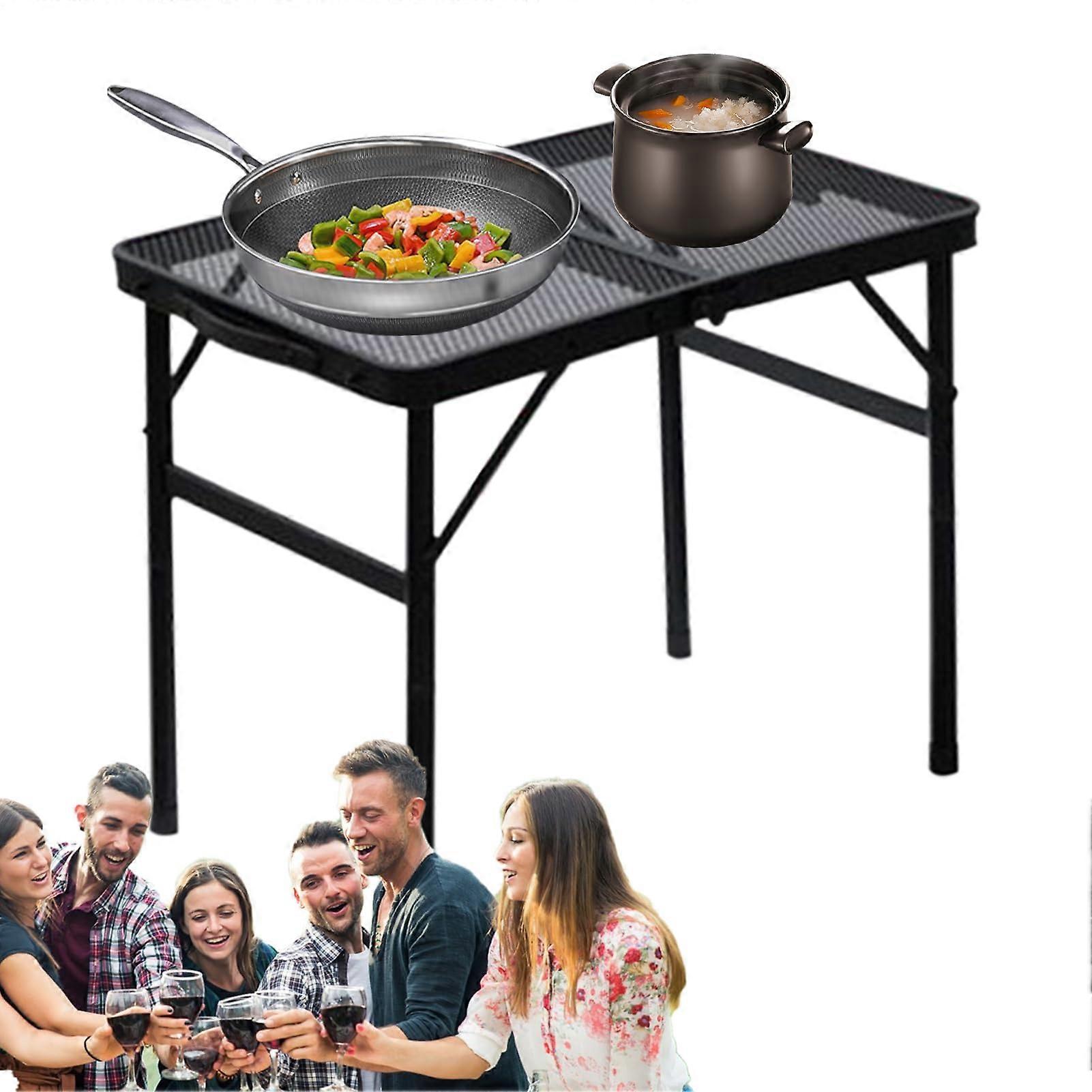 Outdoor Grill Accessories with Picnic Table Folding Camping Table, NonSlip Aluminium Alloy Adjustable Height