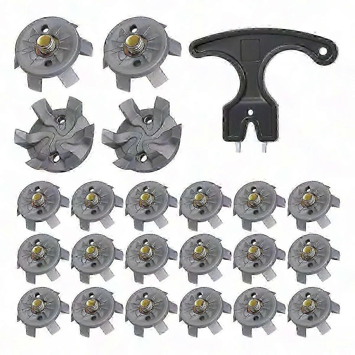 Golf Spikes Set 30 Pcs Metal Thread Screw 6mm Dia Replacement Cleats with Spanner Tool