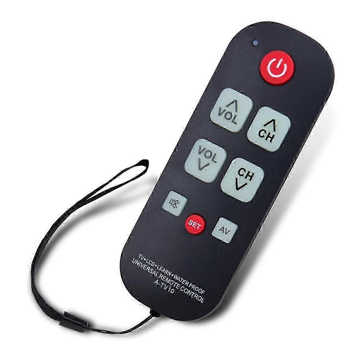 Senior-Friendly Universal TV Remote - Waterproof, Large Button Remote with LED Light for Elderly