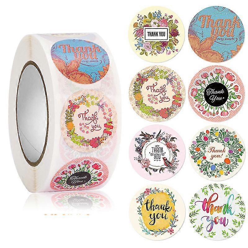 2X500pcs Christmas Xmas 8 Pattern Plant Flower Thank You Sticker Ad...