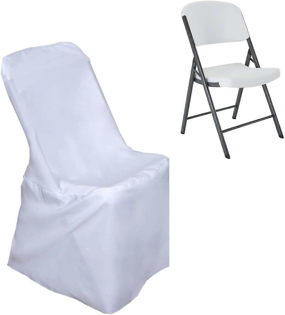 10 PCS White Polyester Lifetime Folding Chair Covers