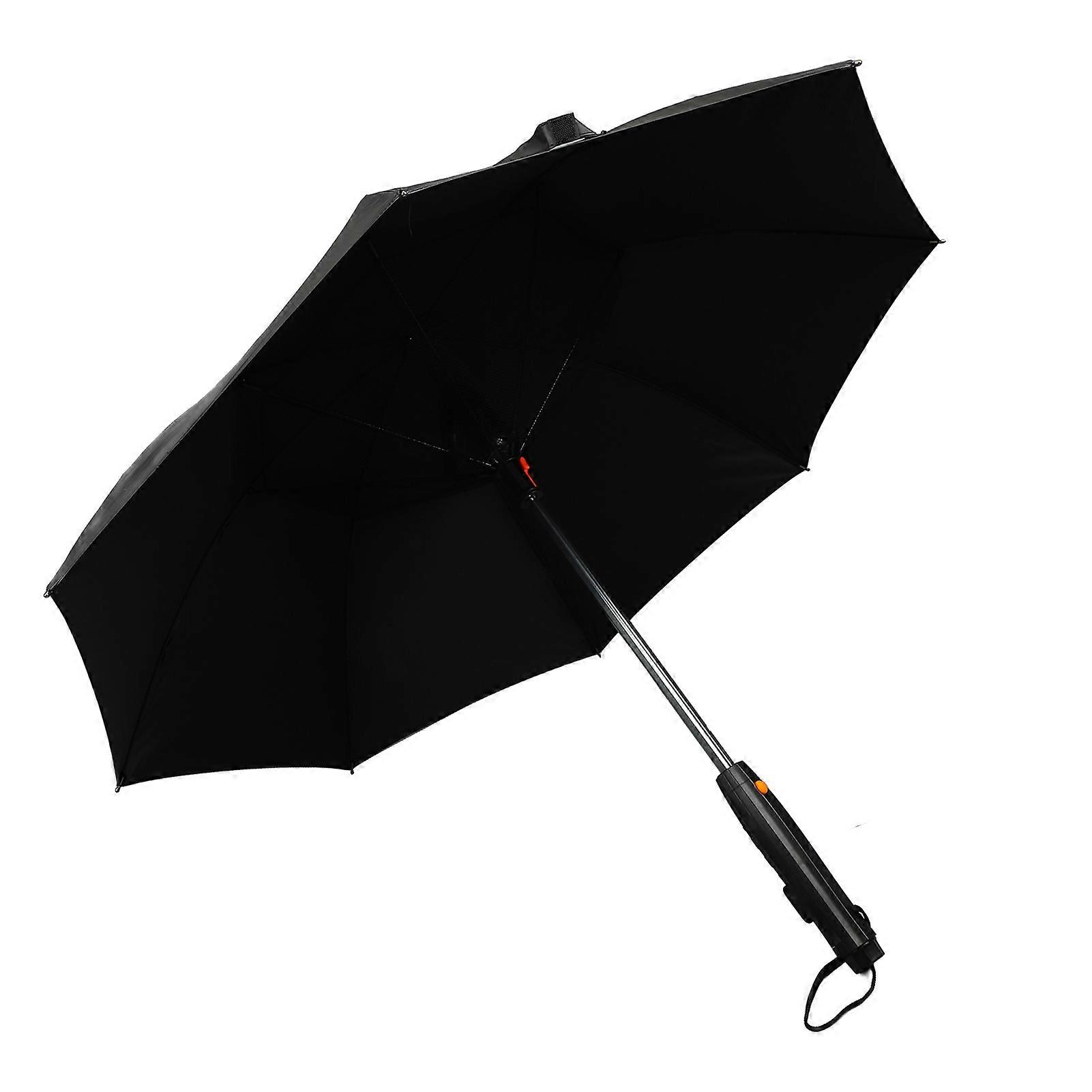 Ombrellone con ventola e spruzzatore, 8 stecche, nero, portatile 3-in-1