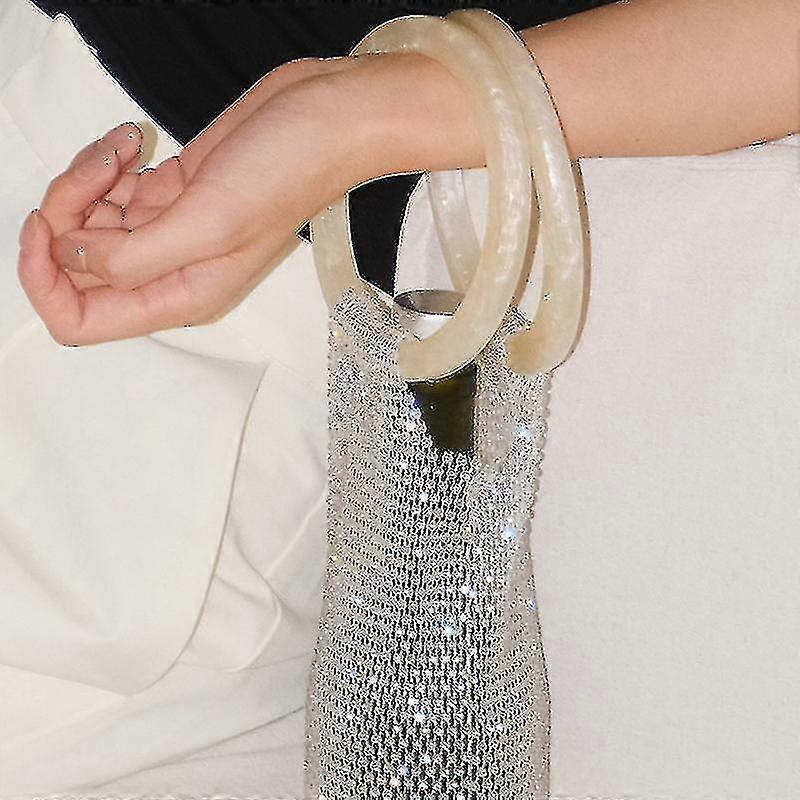 Wine bag with elastic mesh fabric for different bottles and fashionable marble handle