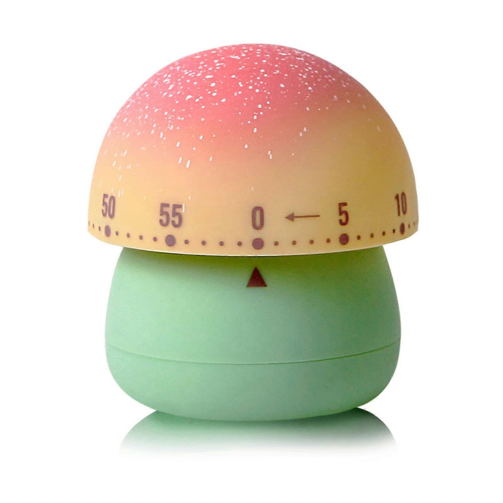 Mechanical Kitchen Timer WindUp 60Minute Manual Countdown Mushroom Shape Green Base For Classroom Home Study Cooking