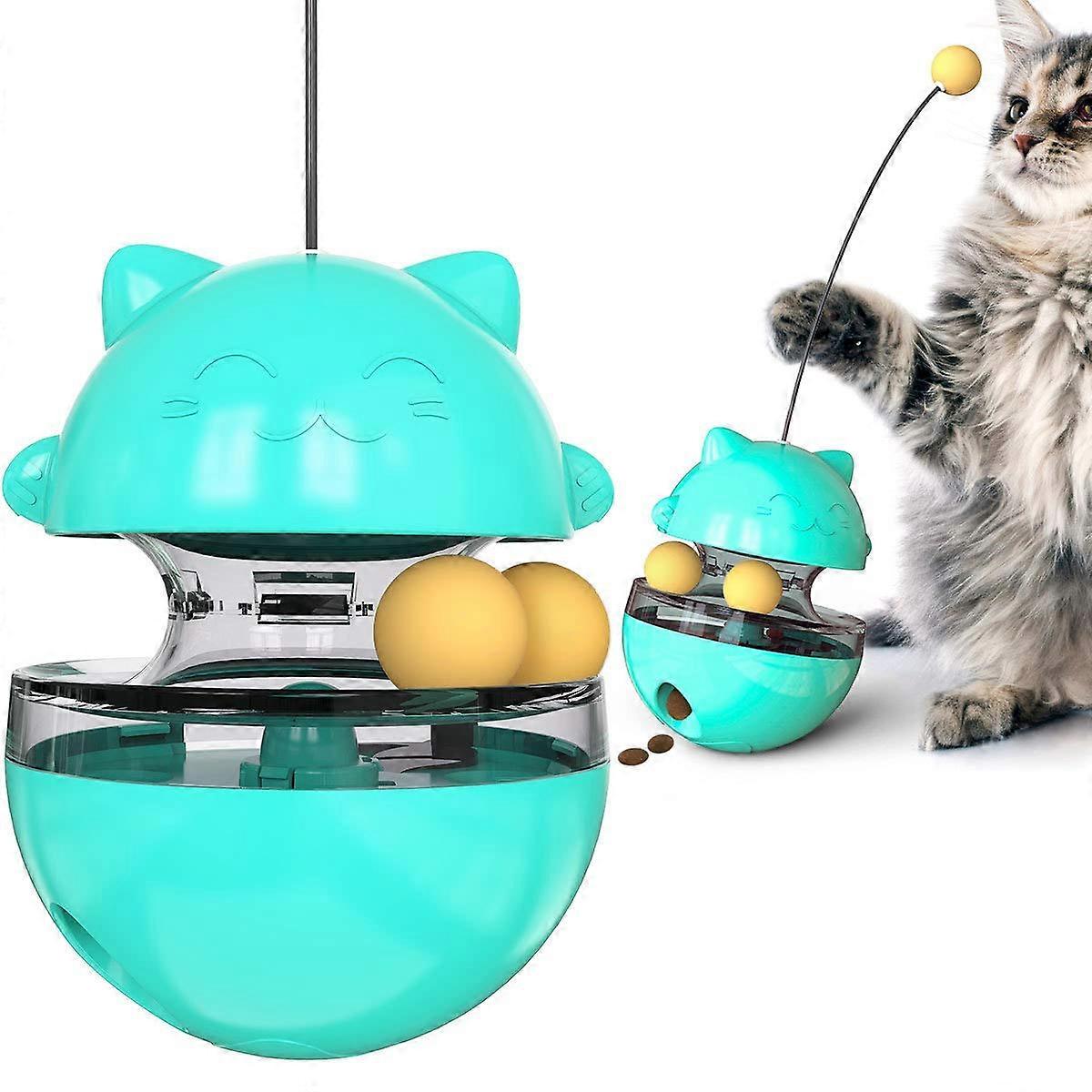 Interactive Cat Play Ball Feeder With Detachable Wand Puzzle Dispenser Toy For Indoor Cats