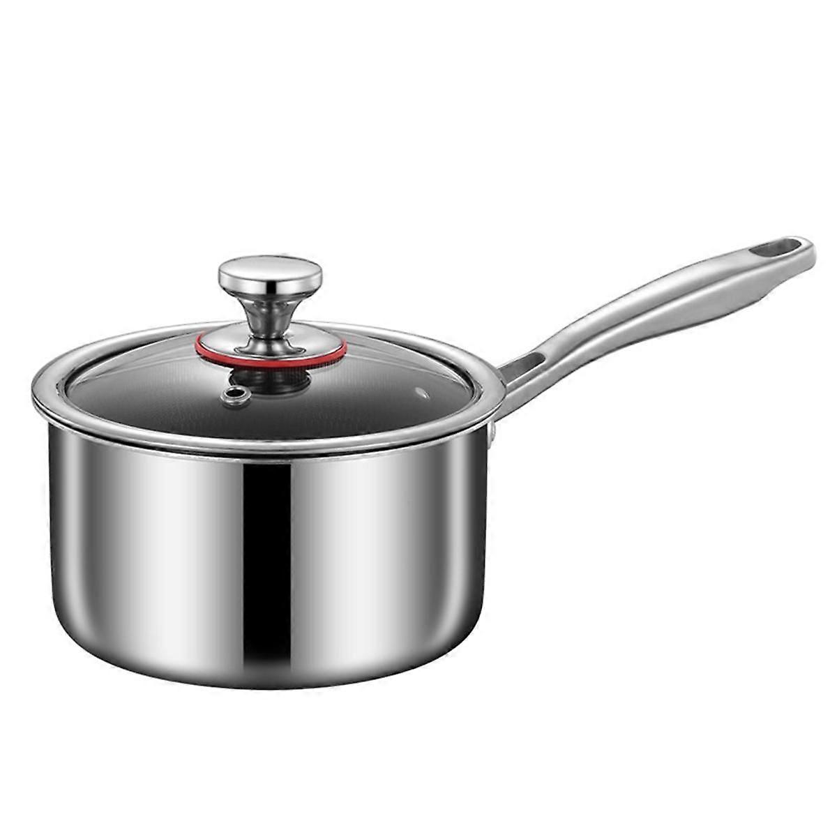 1 Qt Saucepan, Stainless Steel Milk Sauce Pan with Glass Lid, Kitchen Induction Cookware for Cookin
