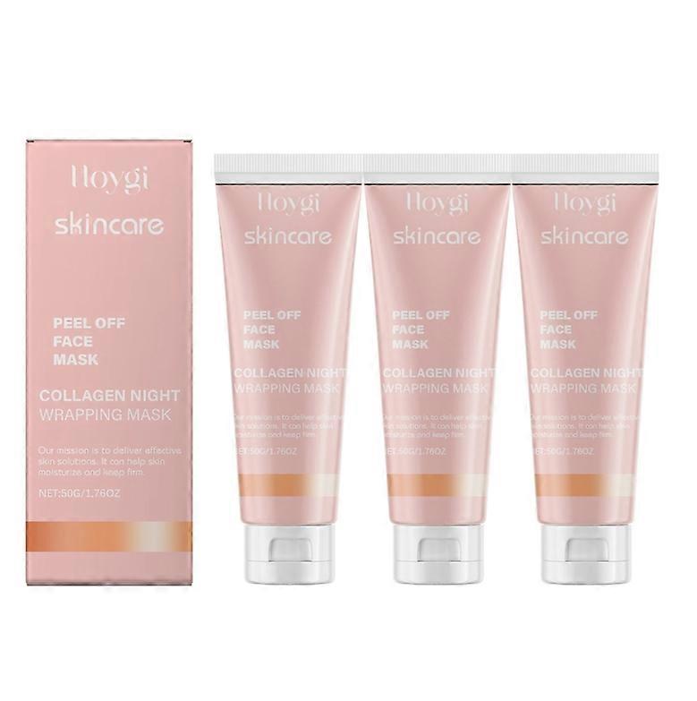 1-3X Collagen Night Wrapping Mask, Collagen Peel Off Facial Mask, Elasticity & Hydration, Natural Ingredients for Firmer Skin, Reduces Sagging & Dulln