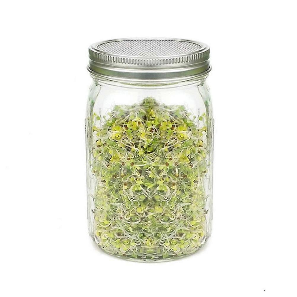 Stainless Steel Sprouting Lids with Removable Mesh for Seed Sprouting 6 Piece Set Silver 70mm Jars