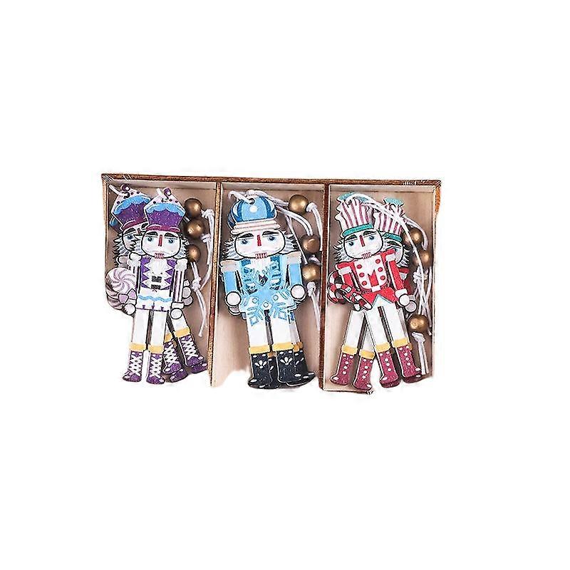 Wooden small pendants, Set A - D, 9 pieces, various style color - printed designs