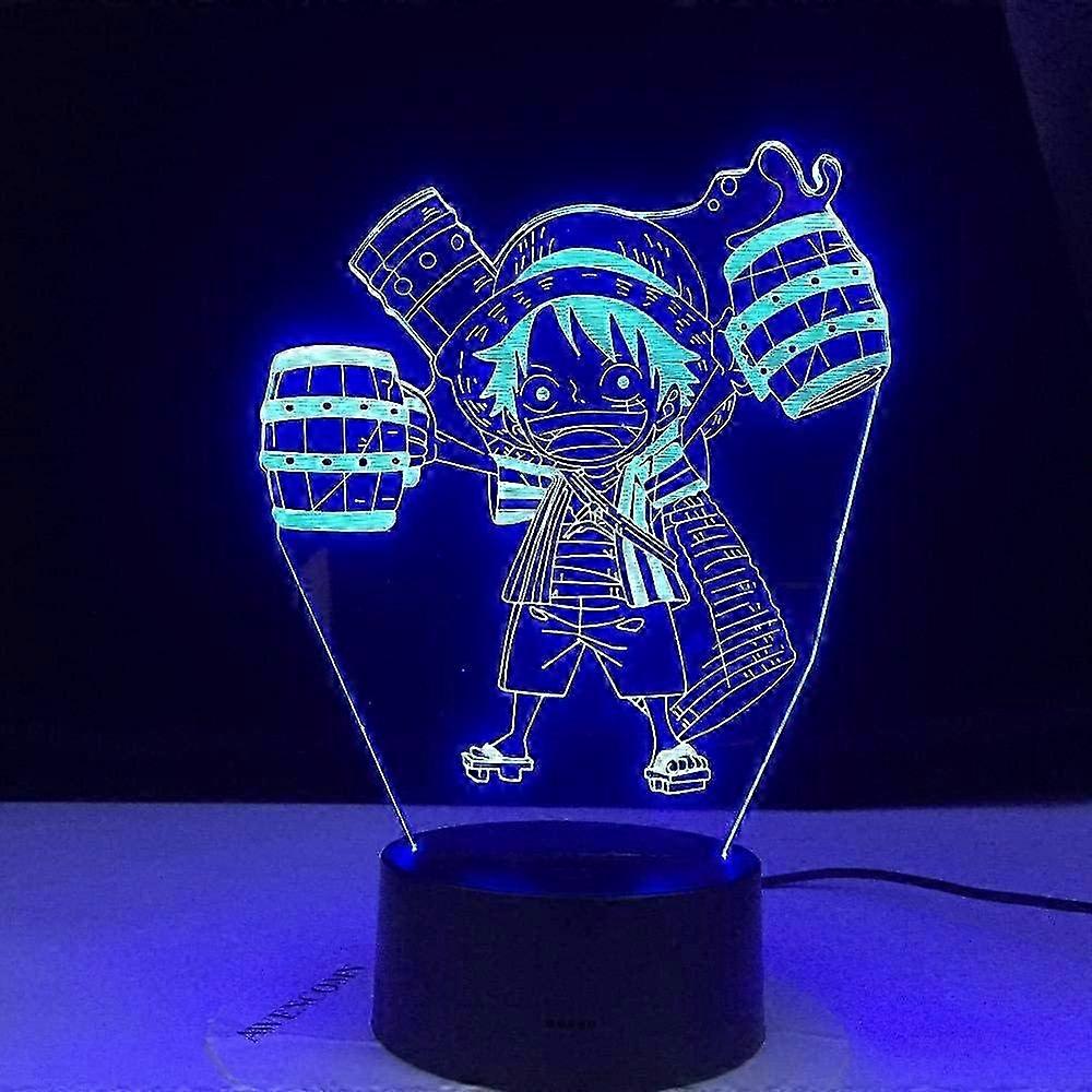 One Piece Luffy 3D Illusion Night Light Lamp Smart Touch, RGB Effect USB Cable Powered Creative 3D Japanese Anime Lamp
