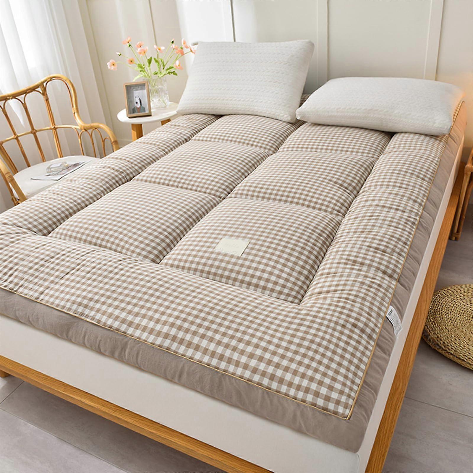 FullSize Futon Mattresses, Japanese Foldable Floor Mattress, 200x220 cm, Khaki, M Size, Soft And Fluffy Dormitory Mattress