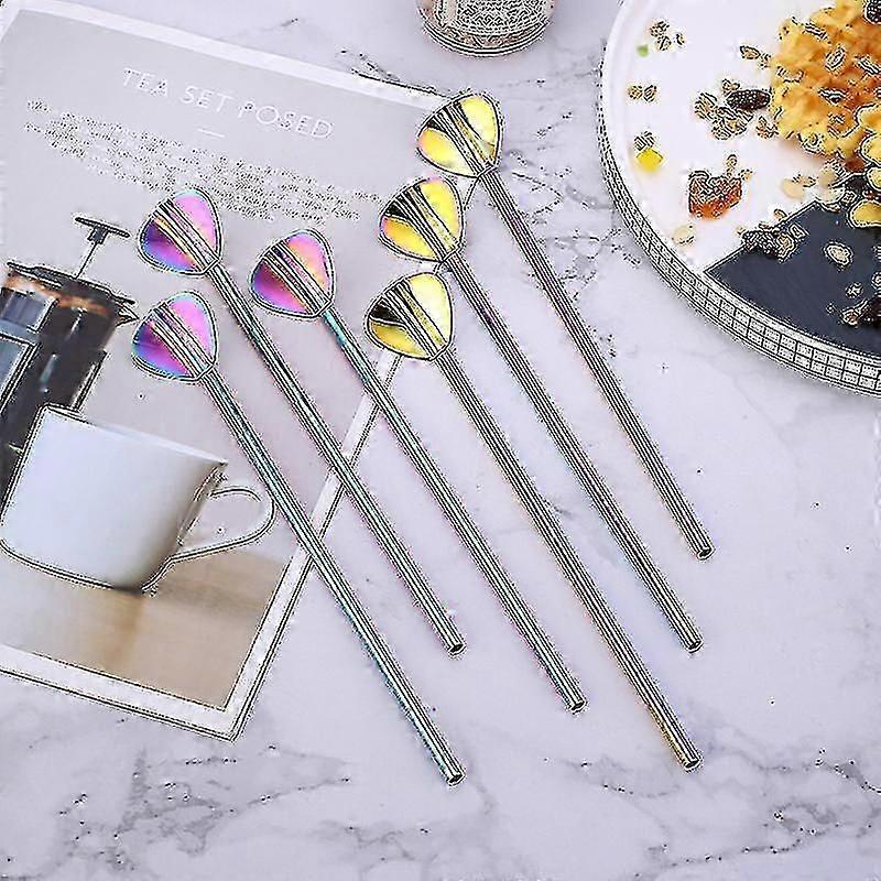 6 pcs stainless steel drinking straw spoon set
