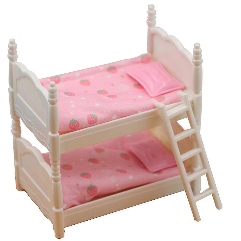 Doll House Furniture Miniature Bunk Bed for Bedroom Decor 2Sets