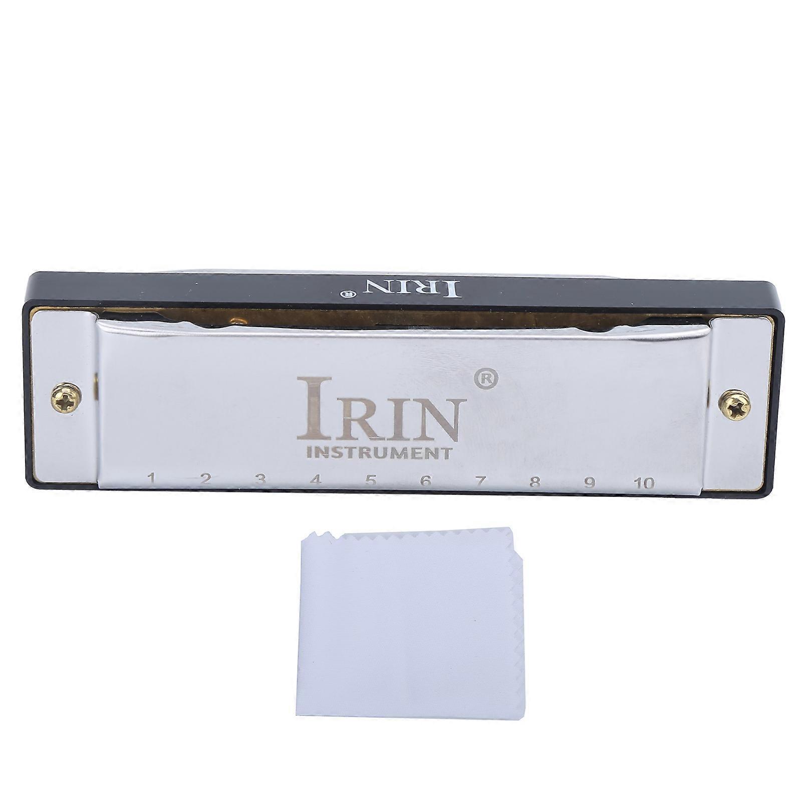 Harmonica 10 trous 20 tons, clé de sol, instrument de musique à vent avec boîte en tissu argenté