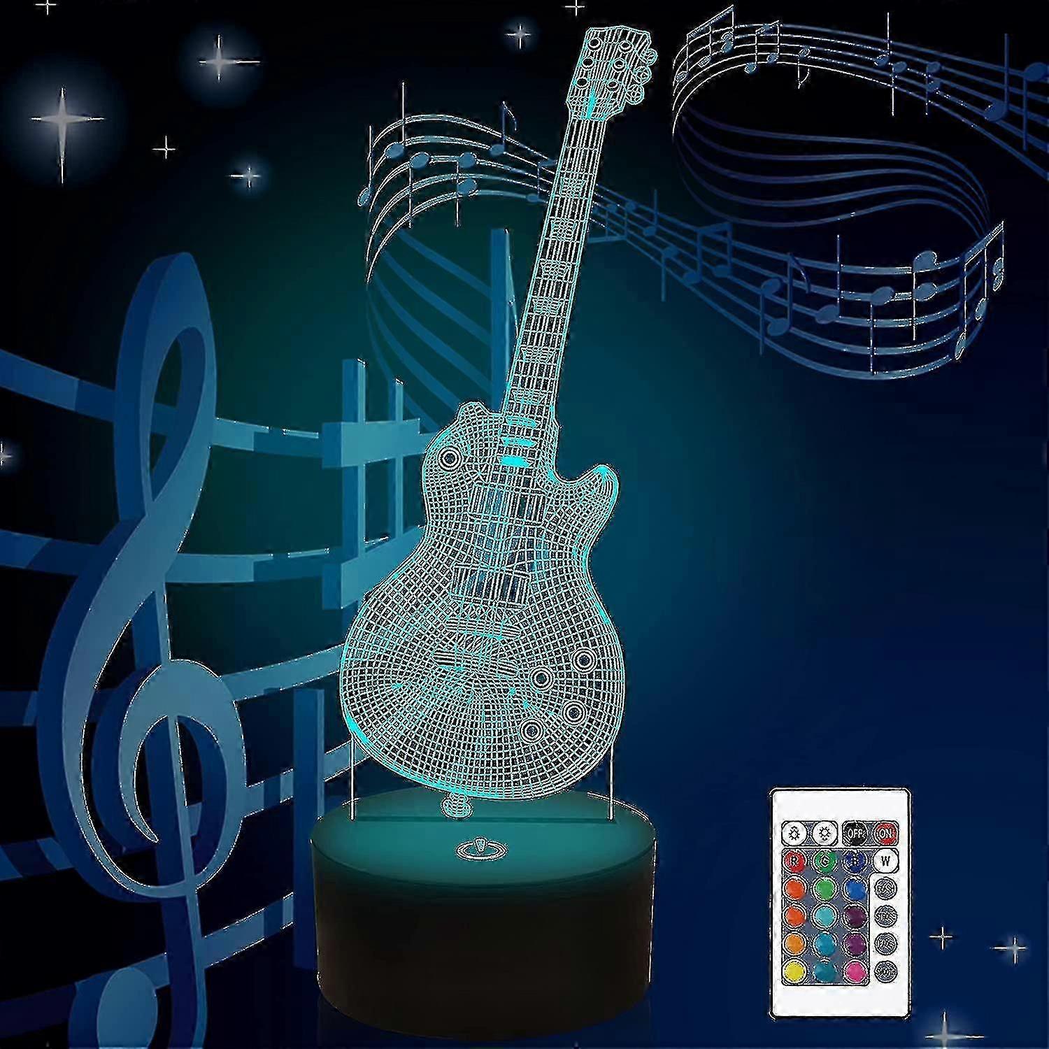 Guitar Lamp Gift, Attivolife Electric Guitar 3d Night Light With Remote Control + Timer 16 Color Changing Desk Lamp 3d8l-189