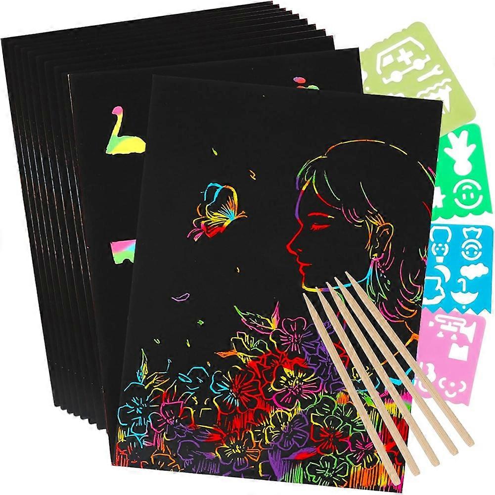 Scratch Paper Art Set, Black Crafts Kit for Party Favors