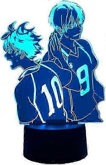 Anime 3D Lamp Illusion Night Light Cartoon Character Hinata Shoyo and Kageyama Tobio Table USB Powered 16 Color Changes LED Lights