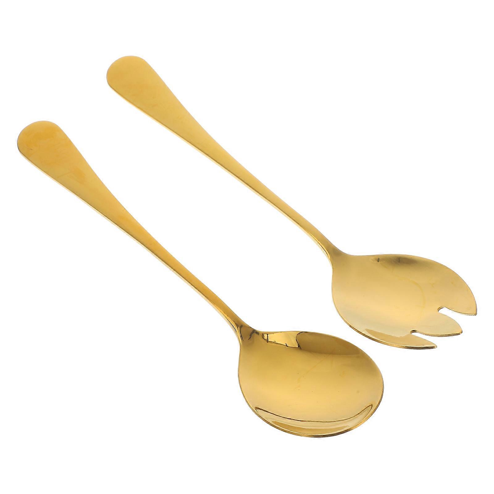 Golden Stainless Steel Salad Tableware for Serving 5Sets