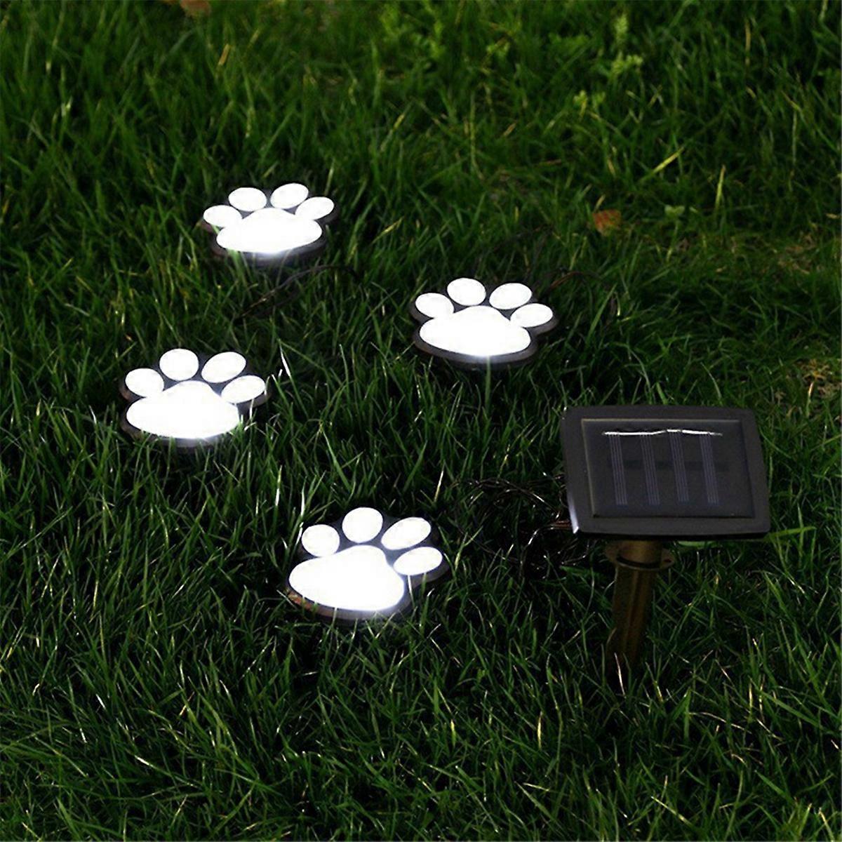 Wireless Set of 4 Solar Dog Print Lights multicolor