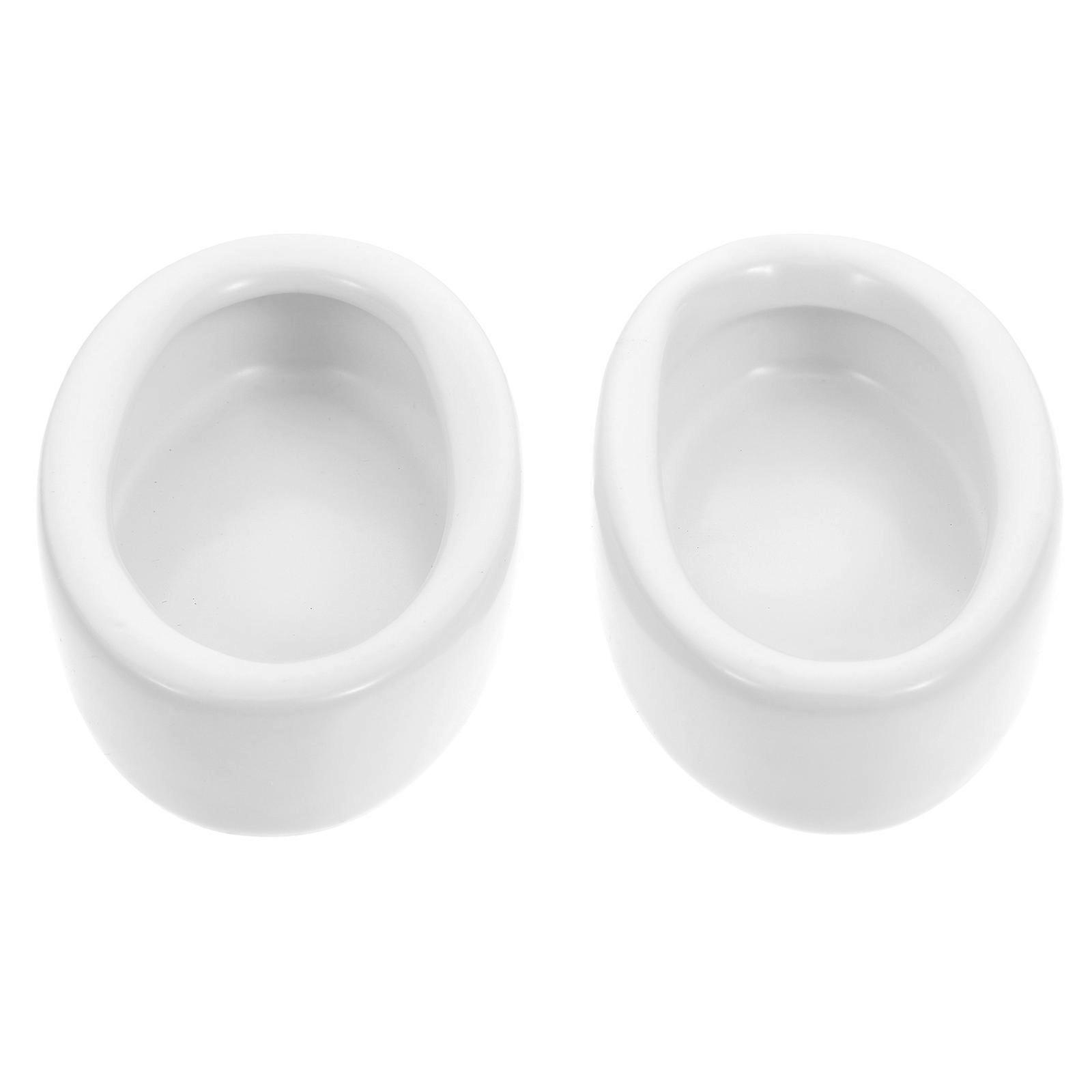 Ceramic Pet Food Bowl 2Pcs White Spill-Proof Structure for Storage