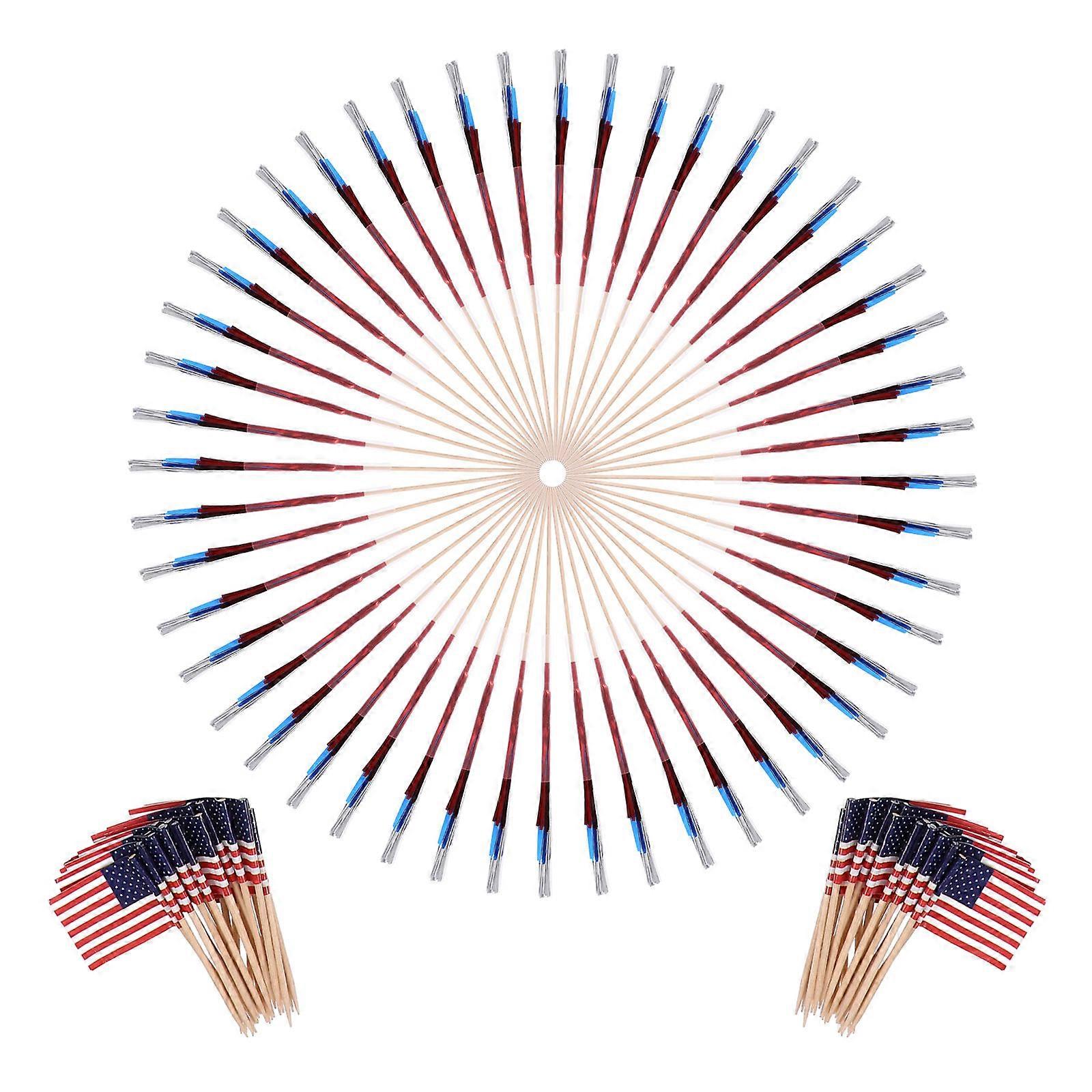 Wooden Cocktail Picks 200Pcs With Patriotic Design Perfect For 4th Of July Events And Family Gatherings