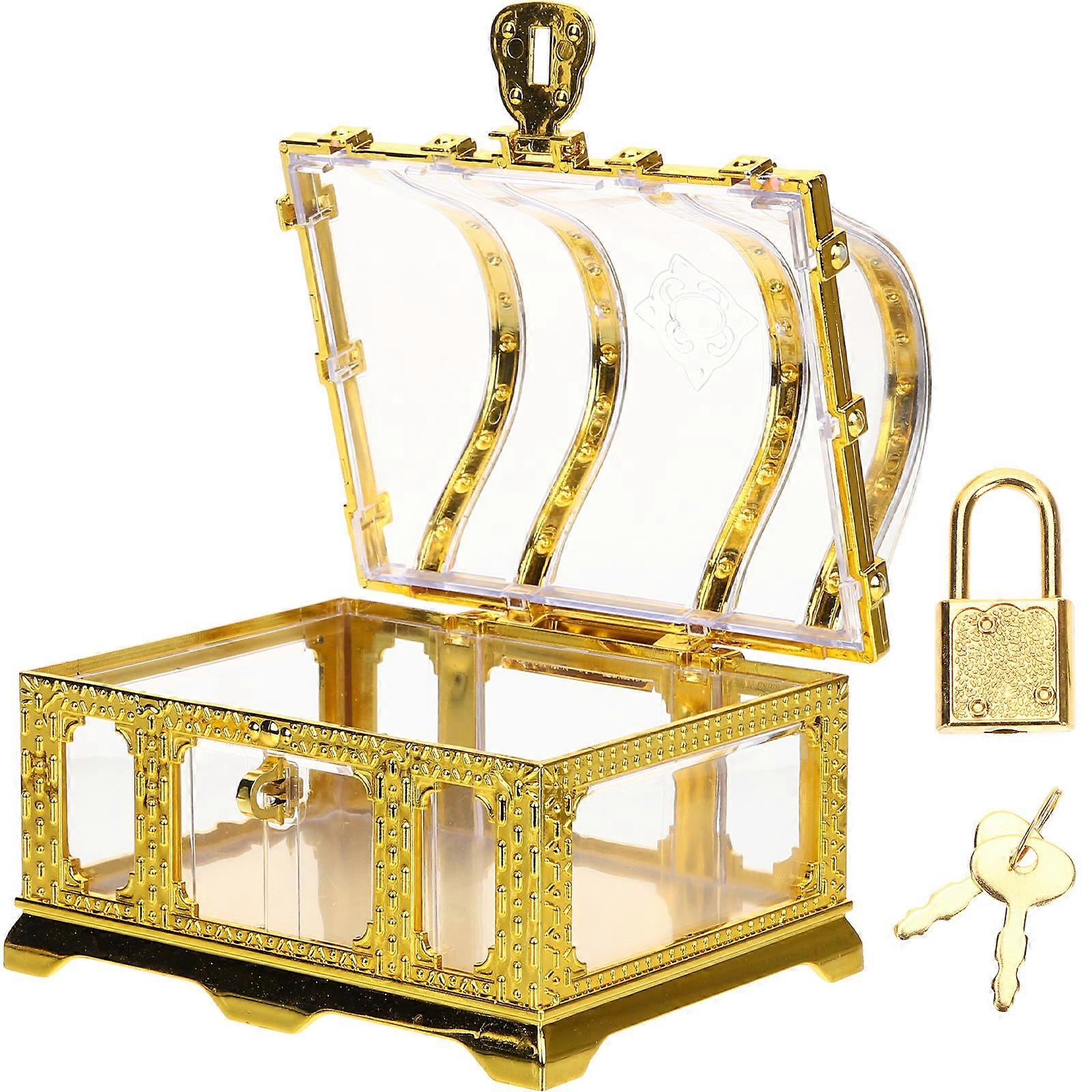 Treasure Box Plastic Hollow Storage Box for Decor 3Pcs Golden Color