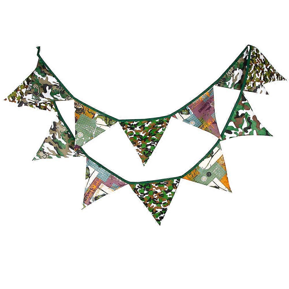 Camouflage Banner 2Pcs Triangle Decoration For Wall And Ceiling Use 3.2M Length Premium Fabric Material