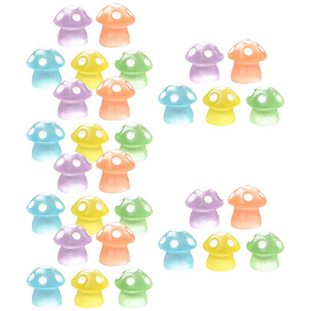 Mini Mushroom Ornament Glow in The Dark for Display 30Pcs Resin Models