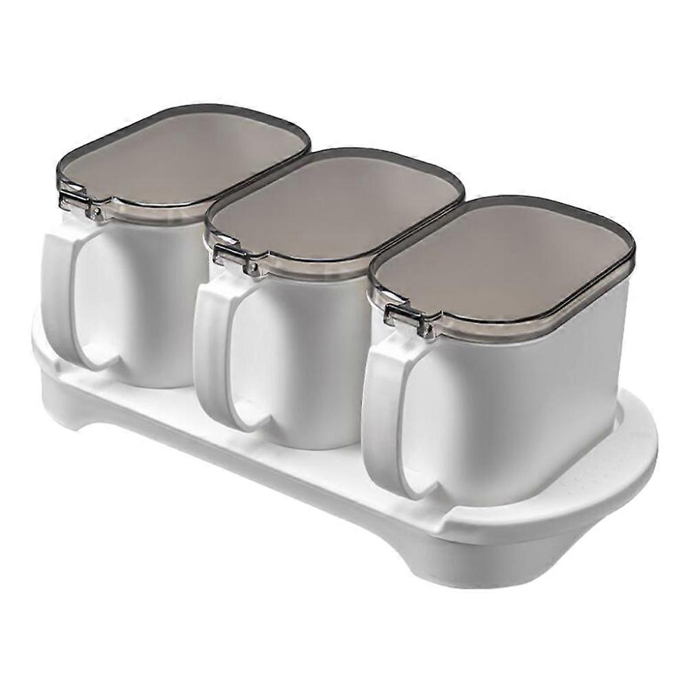 Kitchen Condiment Pots Seasoning Jars for Cooking 2Sets Clear Lid Containers