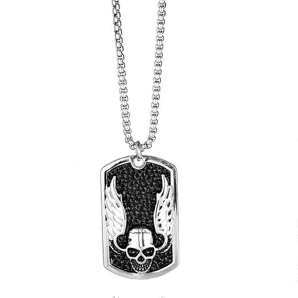 Pendant Chain for Men Skull Wing Design for Halloween 2Pcs