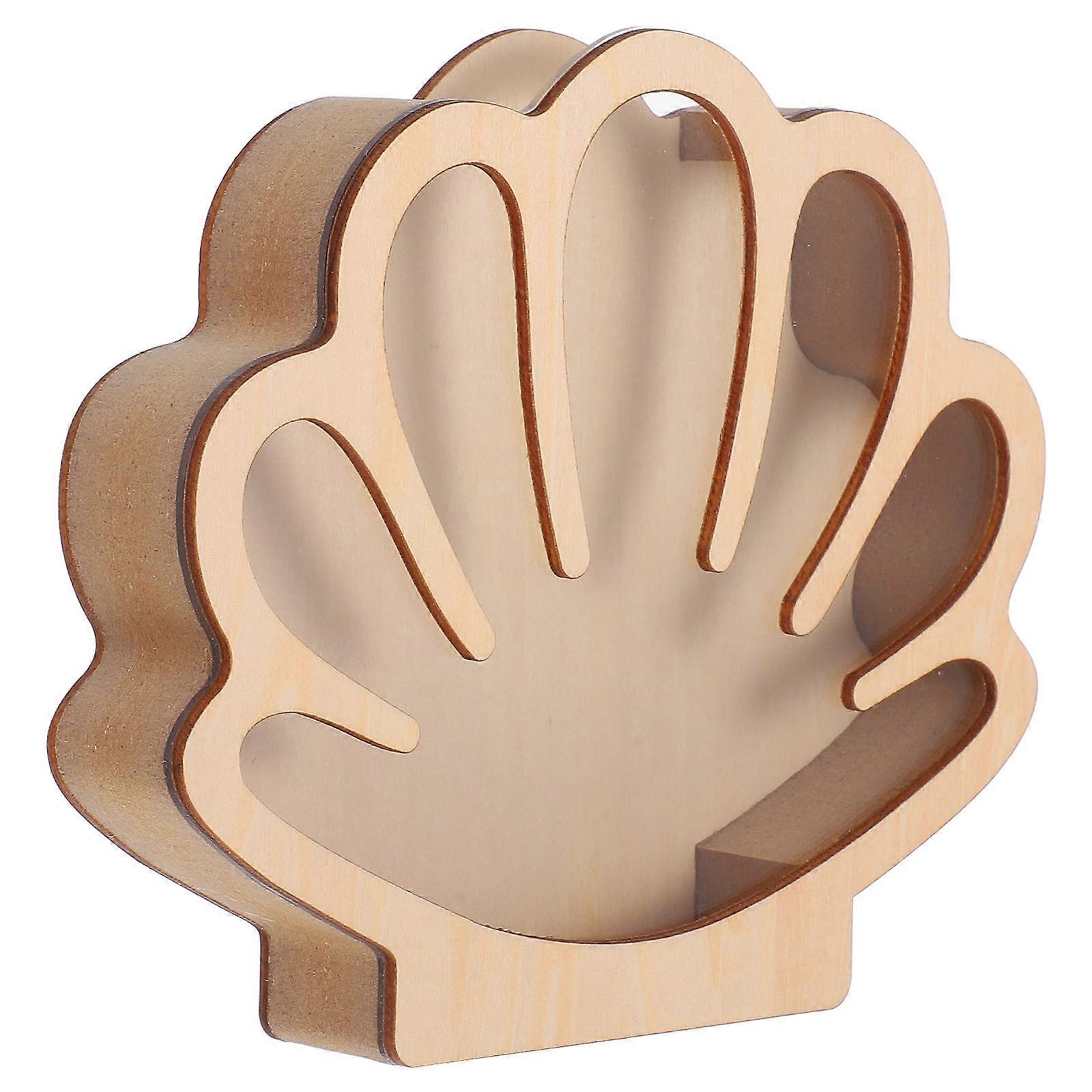 Wooden Seashell Storage Box for Use 5Pcs Multi-Function Decorative Case