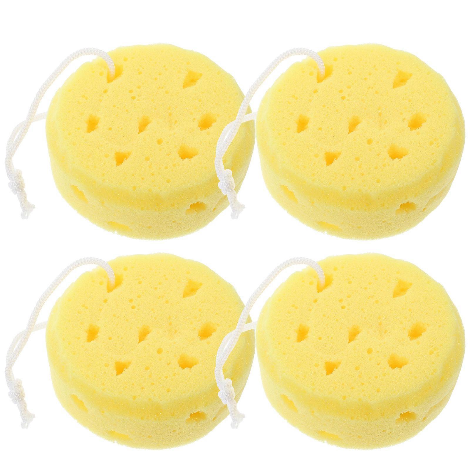 Éponge de douche jaune pour le corps, ensemble de 4 pièces