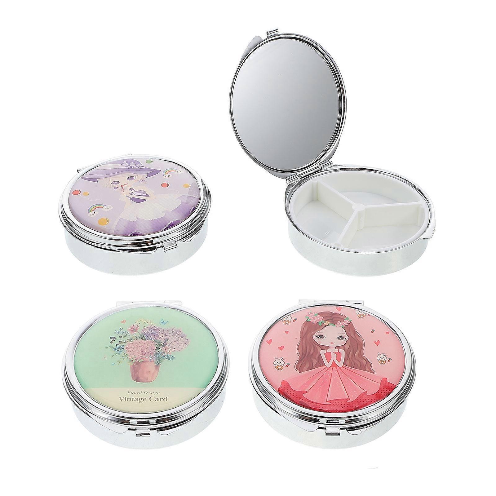 Portable Cases Medicine Holders Round for Storage 4Pcs Sky-Blue