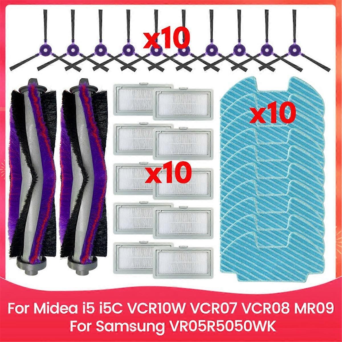 For I5 I5C VCR10W VCR07 VCR08 MR09 for VR05R5050WK Replacement Parts Main Side Brush Hepa Filter Mop