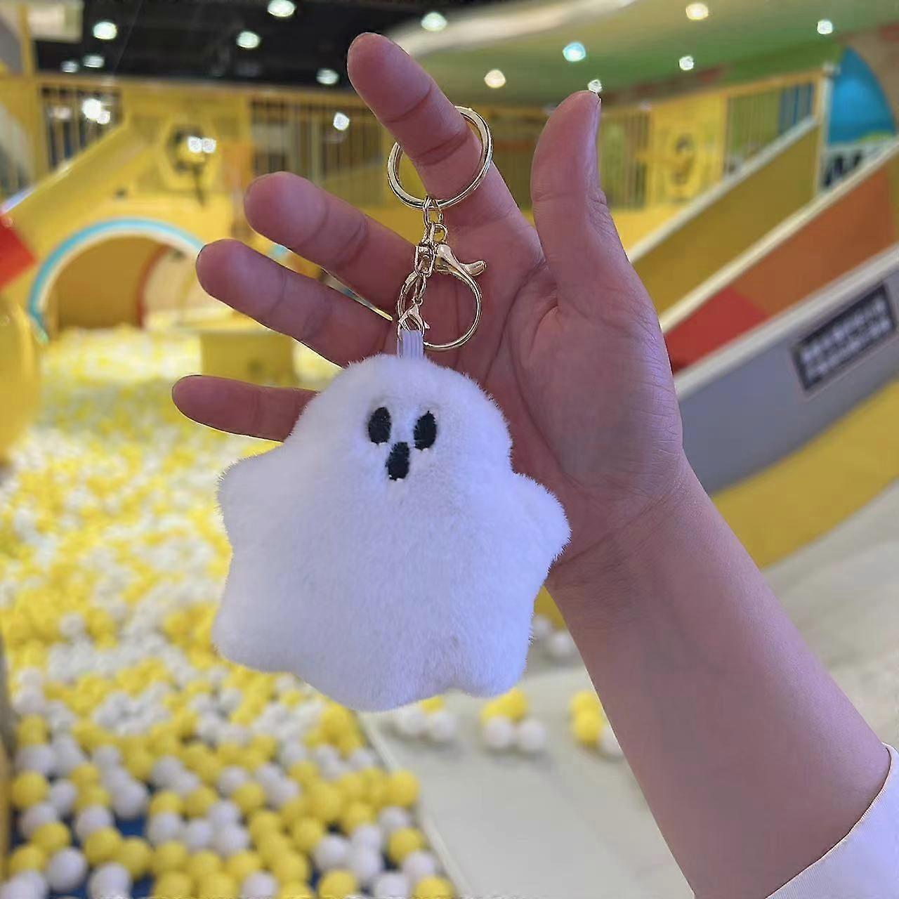 White Ghost Bag Charm, Cute Ghost Plush Keychain for Handbags Backpacks Purse