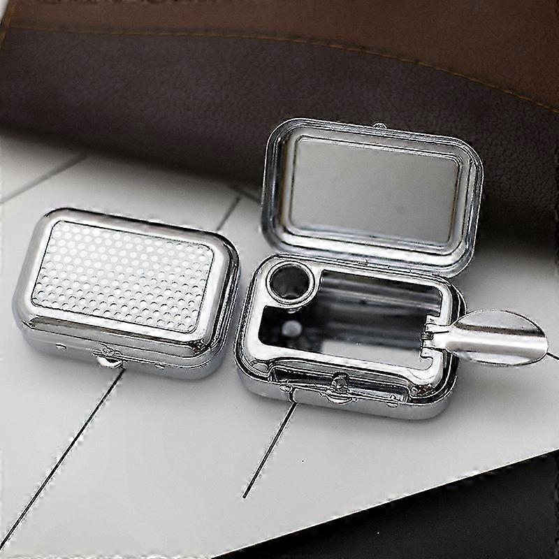 Portable Metal Ashtray with Lid - Compact Odorless Cigarette Ash Container for Travel Use
