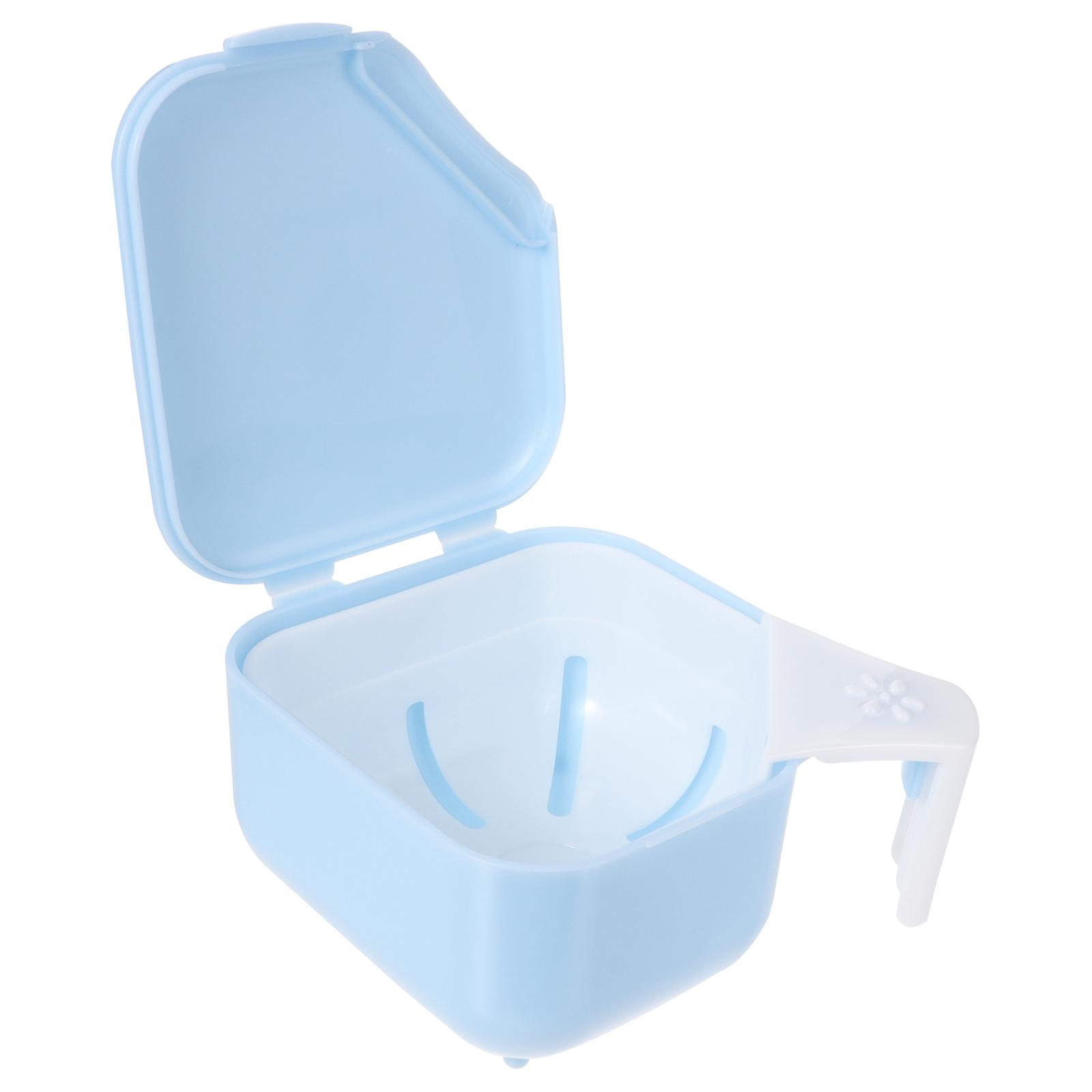 False Teeth Container For Elderly Travel 12x10cm Rectangular Cleaning 2Pcs