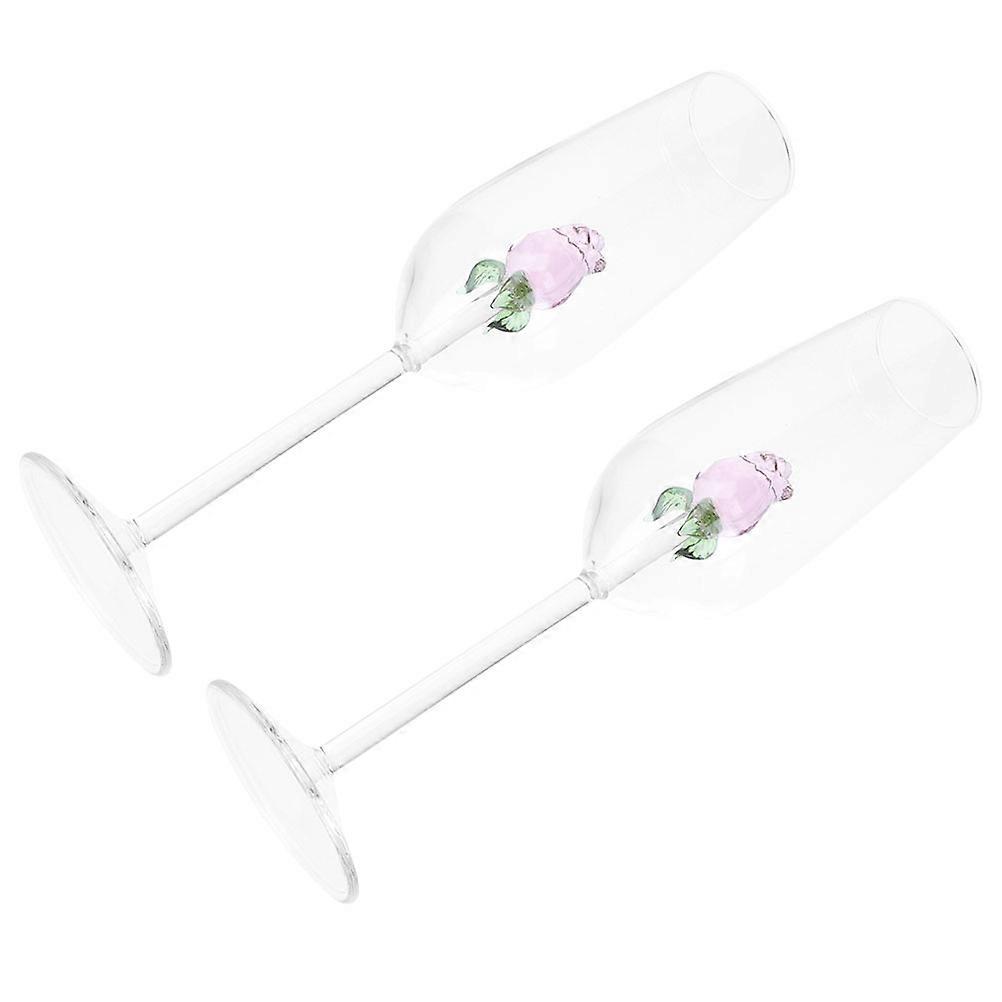 Elegant Wine Flutes Glass Goblet for Storage Use 2Pcs Transparent Design