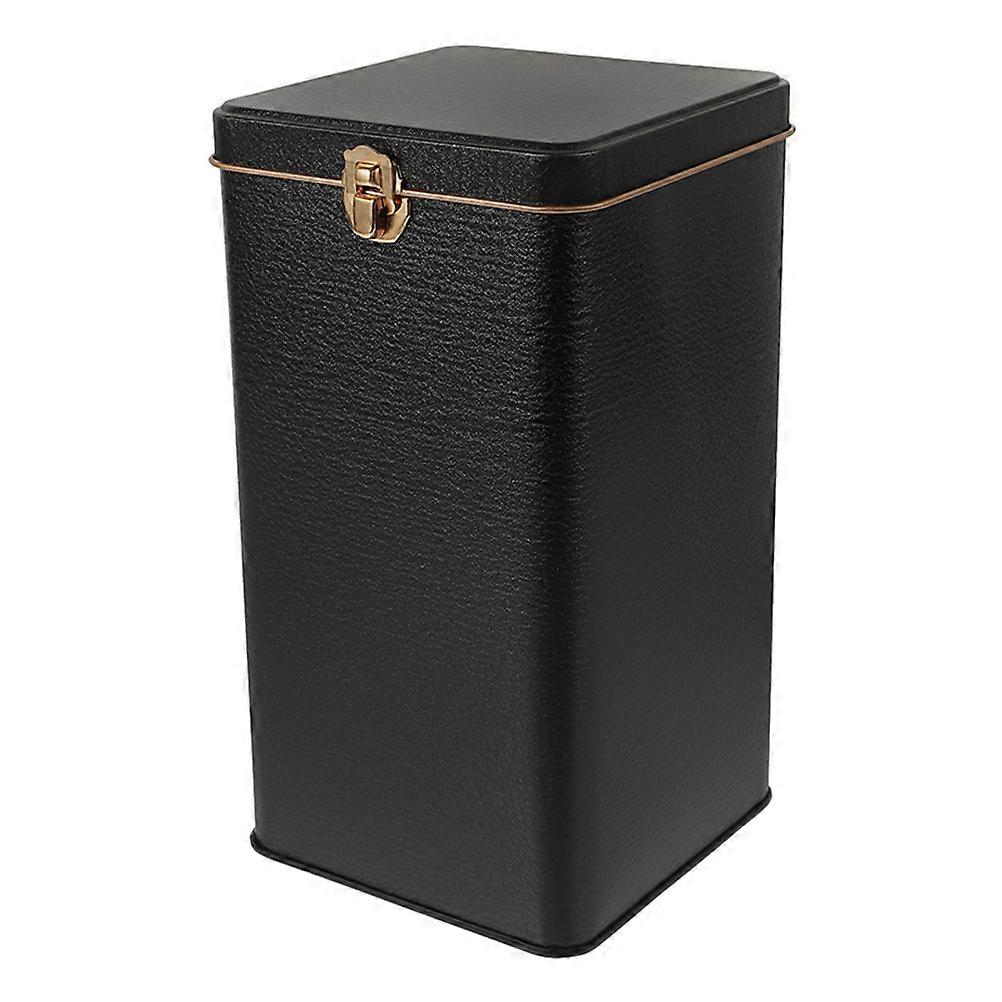 Versatile Tea Storage Canisters 3Pcs With Airtight Lid For Home Office Black Rectangular Shape