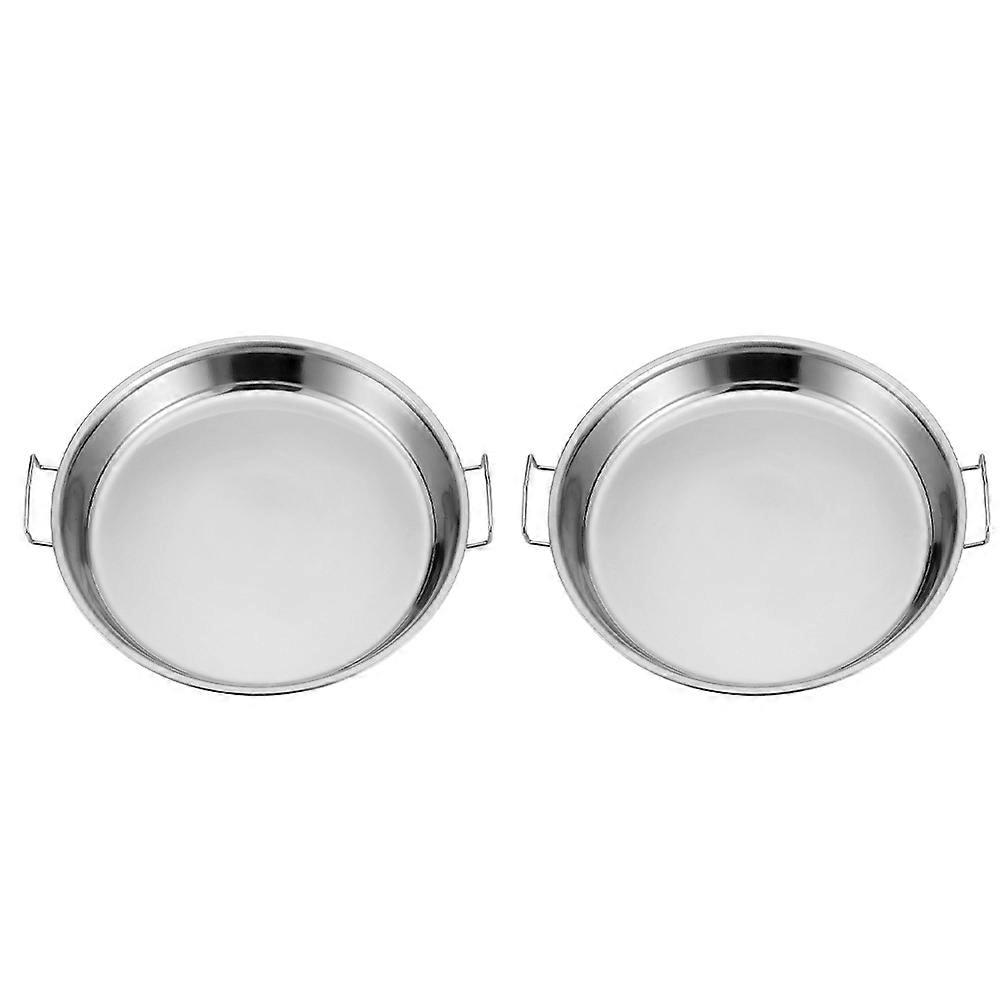 Double Handle Stainless Steel Plate for Kitchen Use 4Pcs High Temperature