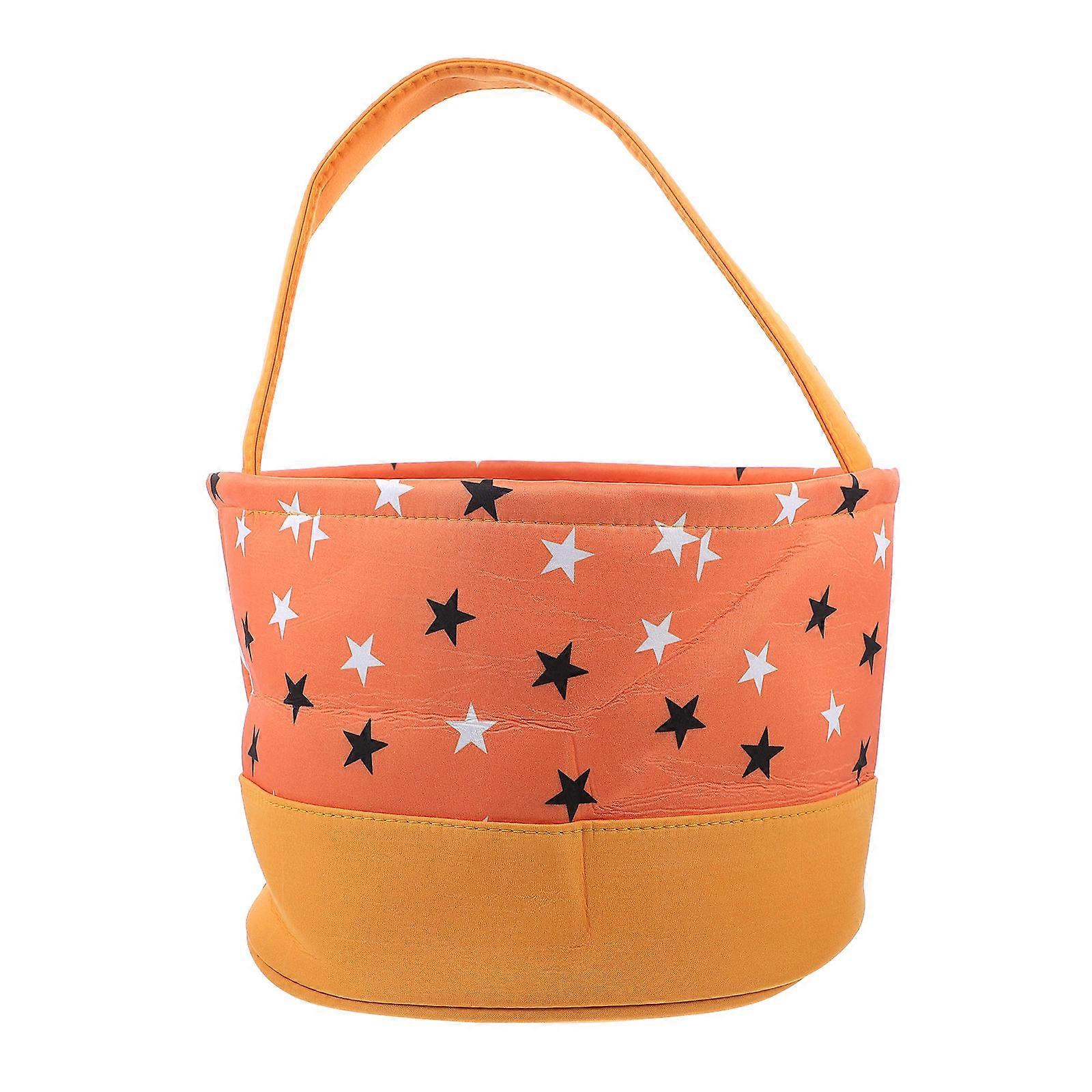 Halloween Candy Basket Orange Tote Bag for Storage Use 2Pcs Portable