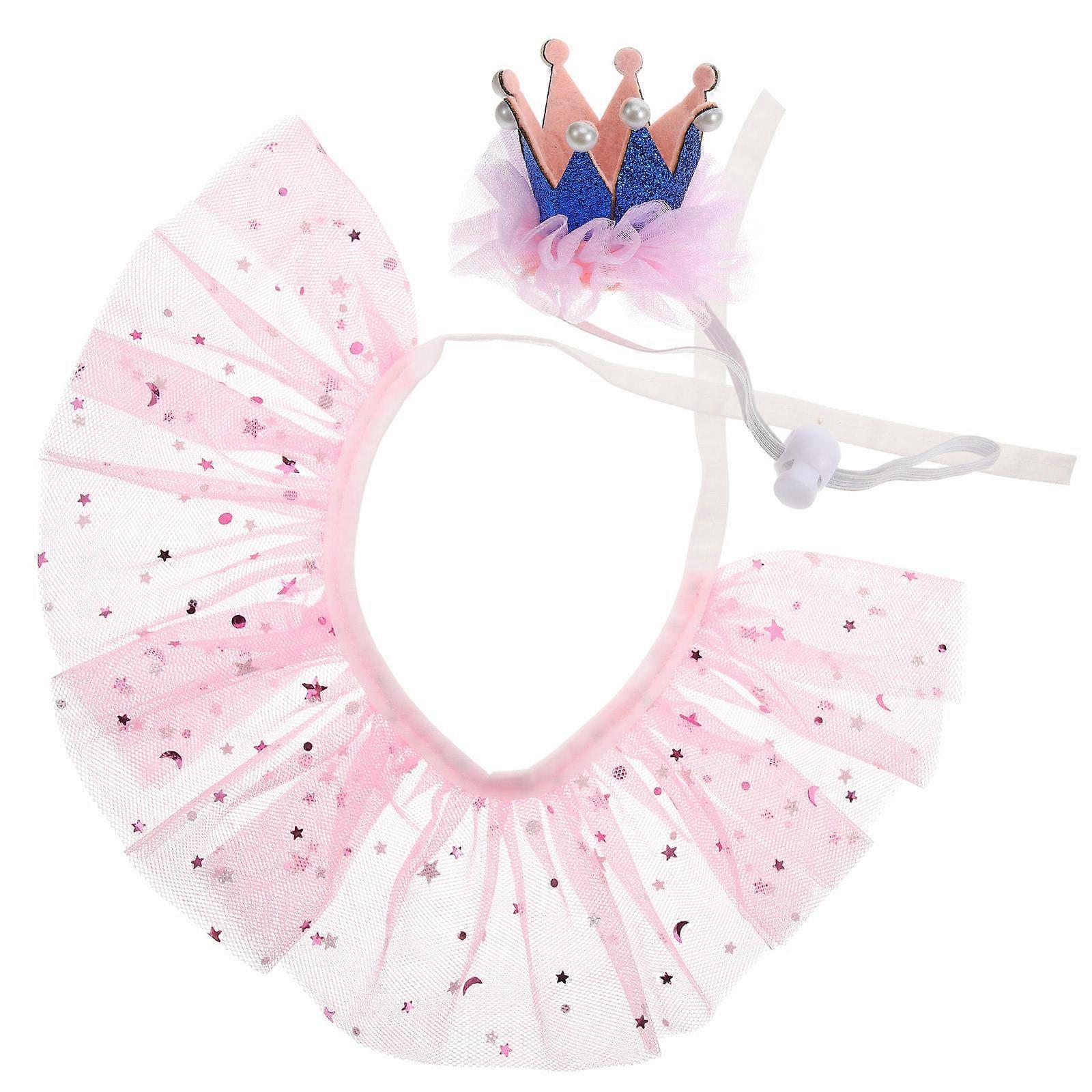 Pink Pet Collar and Hat Kit for Adjustable Small Pet Costume 4Sets