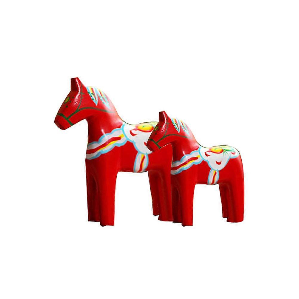 Mini Desktop Horse Ornaments 6 Pcs Made From Wood For Visual Enjoyment And Home Office Decoration In Red