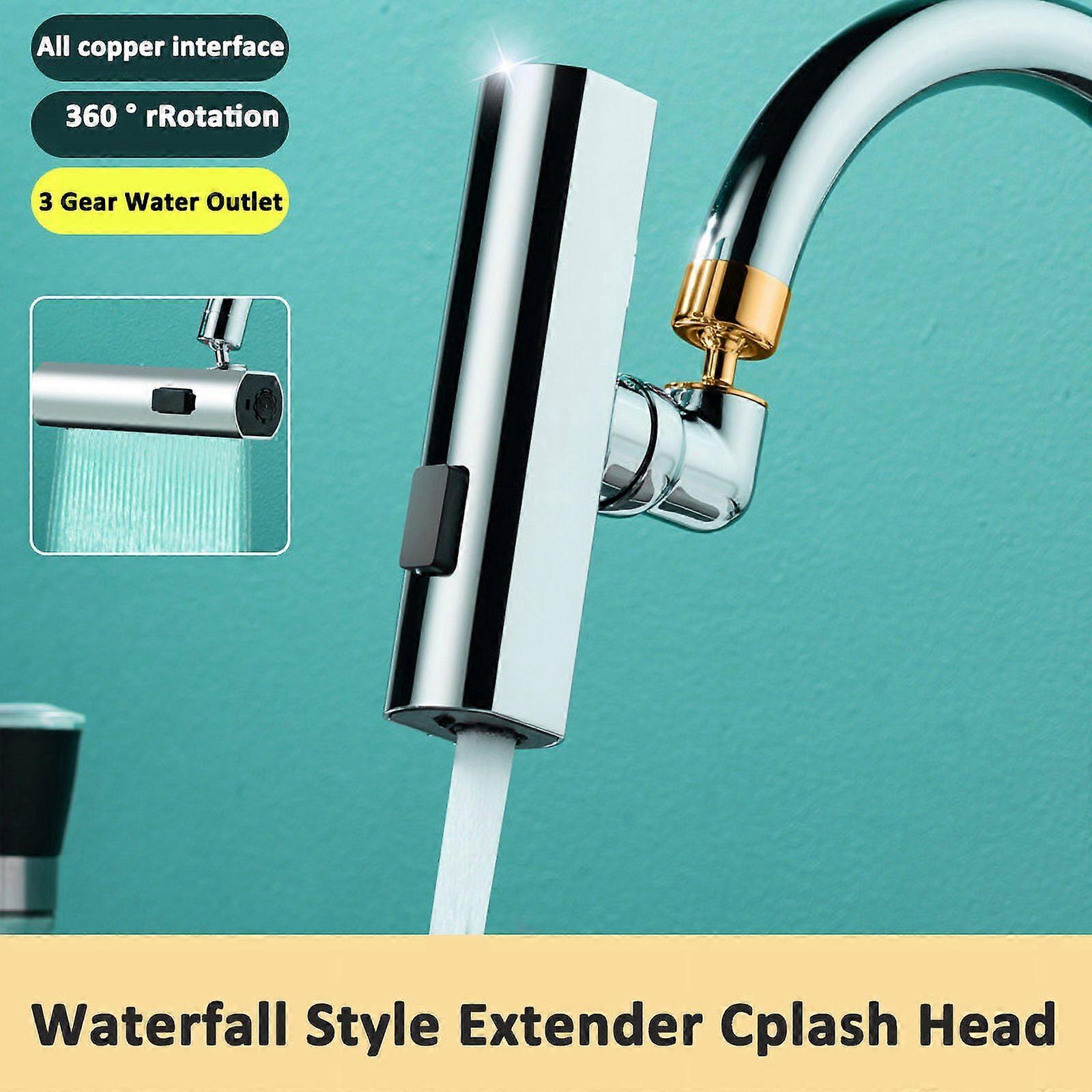 DEKAXID Multifunctional 3 Modes Water Tap Nozzle Extension Kitchen Faucet Waterfall Outlet Splash Proof Universal 360° Rotating Bubbler
