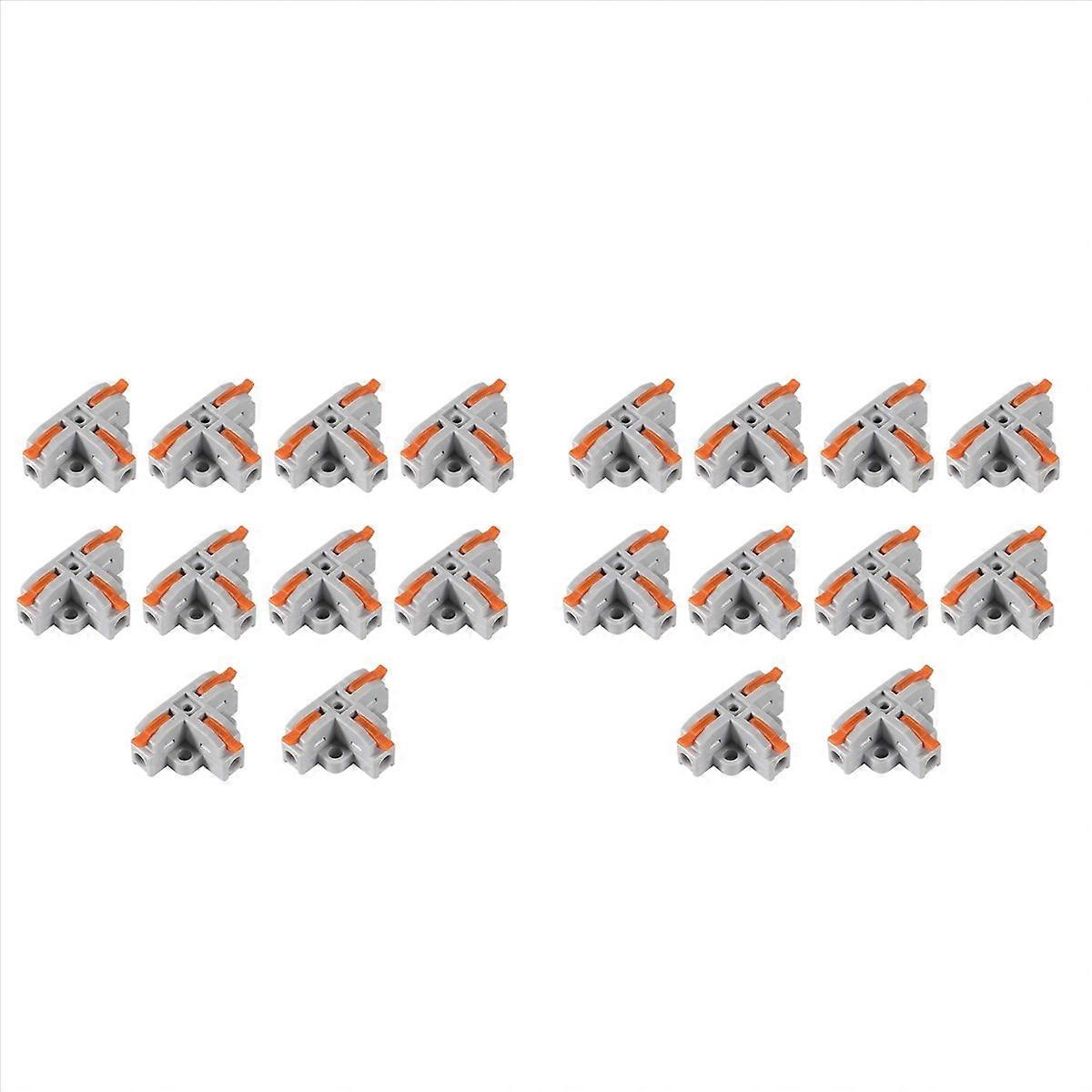 20Pcs Compact Wire Conductor Connector, T-Shape Lever Nut Wire Connector, Quick Splitter 3 Way Elect