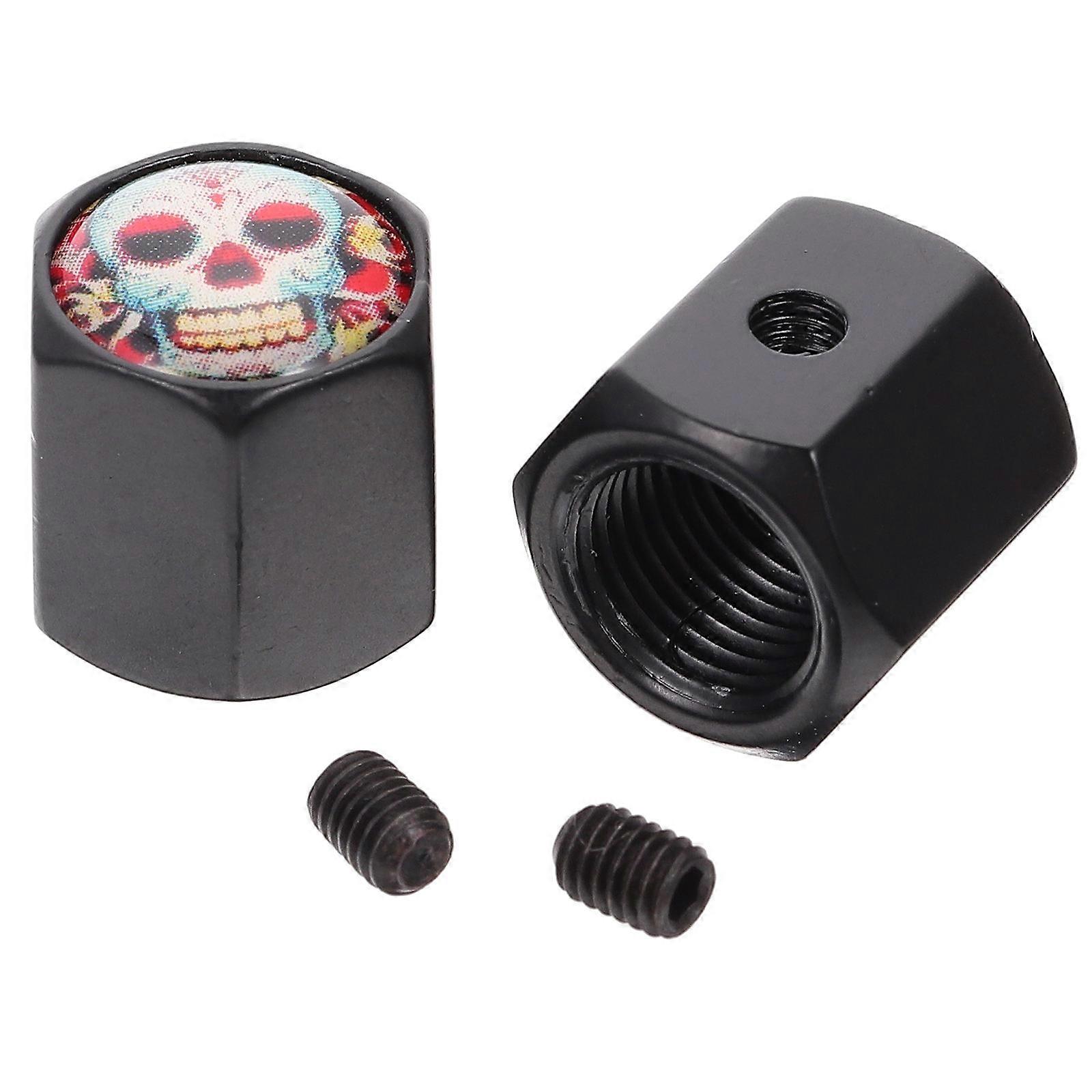 Copper Anti-Theft Tire Caps For Bicycles And Motorcycles 1 Set With Black Color And Simple Design