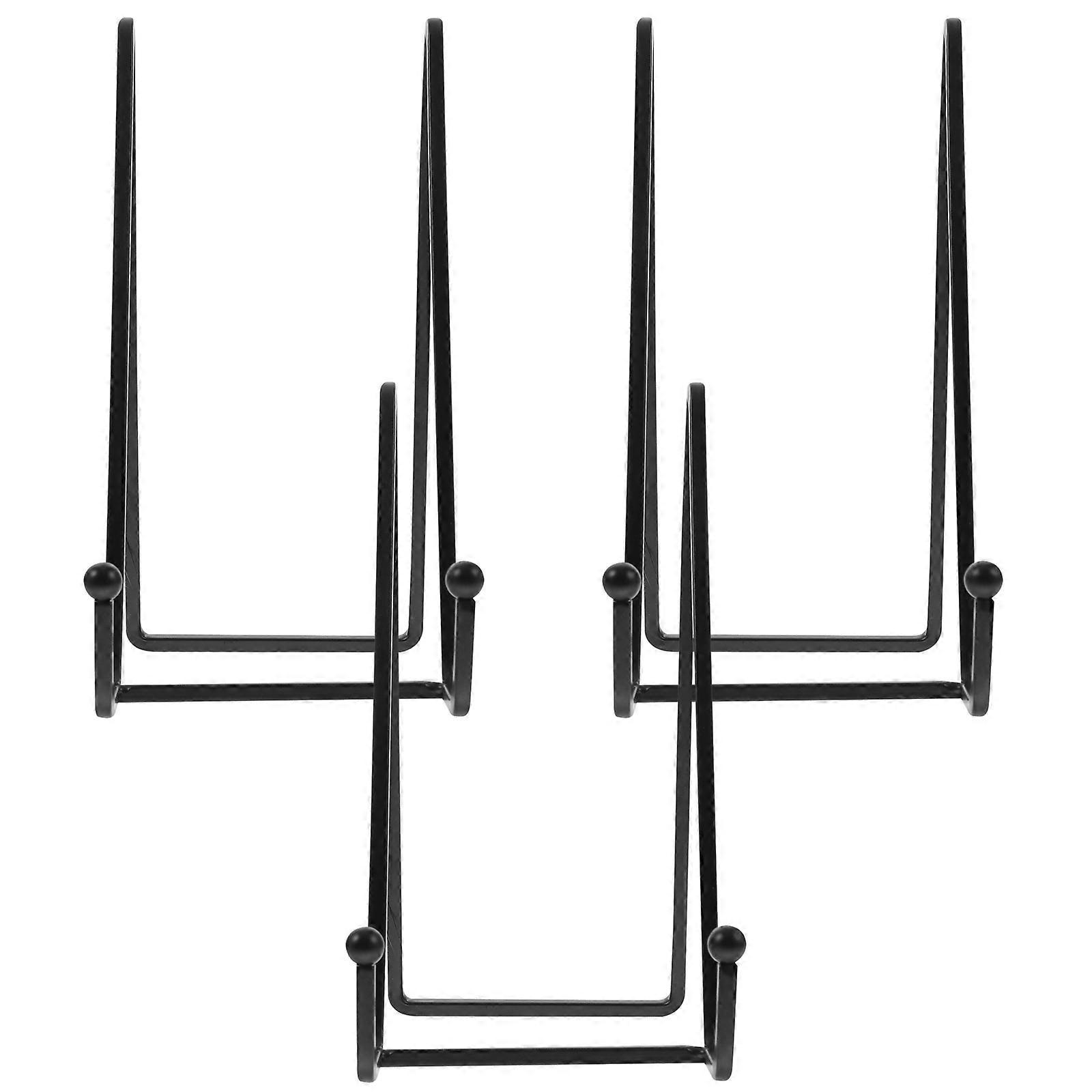 Plate Holder Iron Plate Holder for Display Use 6Pcs Black Photo Frame Stand