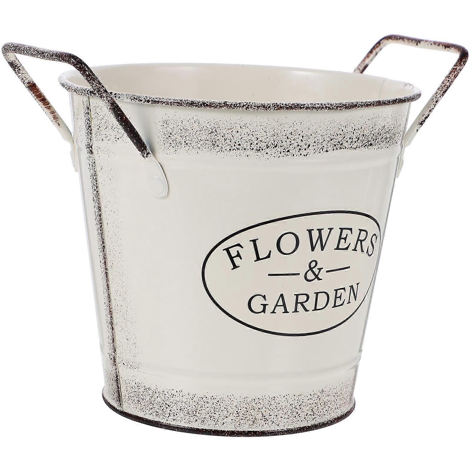 Household Flower Buckets Retro Iron Bucket for Storage Use 2Pcs Desktop